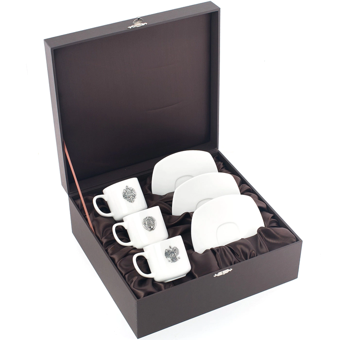 Coffee set made of porcelain and silver "Epoch" for 3 persons